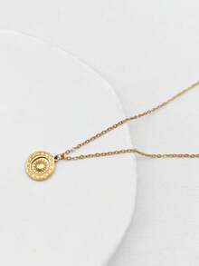 1 chiếc mặt dây chuyền hình la bàn Viking và mặt trời bằng thép không gỉ mạ vàng 18K, phụ kiện kim loại hình đồng xu thời trang và đa năng. - Vàng - Xem 5
