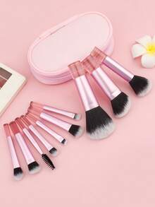 10 Pieces Of Travel Makeup Brush Set Pink Mini Makeup Brush Travel Portable Small Eye Shadow Eye Lipstick Foundation Brush Eye Shadow Contour Blush Concealer - Multicolor - View 6