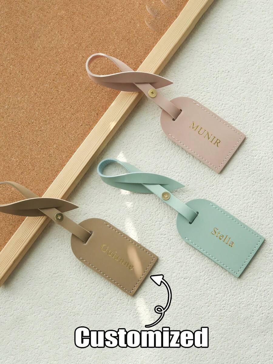 1pc Customized Luggage Tags, Personalized Luggage Tag Charm With Custom Name And Gold Lettering, Suitable For Handbags, Backpacks, Suitcases Unique Travel Accessory And Gift - Multicolor - View 1