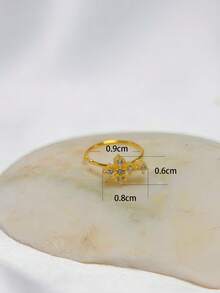 1件装十字鼻环 925纯银鼻环 女士鼻环穿孔饰品 - 金色 - 查看 4