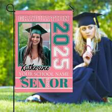 Custom Class Of 2026 Graduation Yard Flag Personalized Name School Double Sided Outdoor Garden Decor 12x18 Double Sided - Graduation 1 - View 3