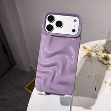 Minimalist Asymmetrical Wave Fashion New Simple 3D Wavy Purple Phone Case Compatible With Iphone 17 Pro Max/17 Pro/17/16 Pro Max/16/16 Pro/16 Plus/15/15 Pro Max/15 Pro/15 Plus/11/12/13/14 Pro Max/13 Pro/13 Pro Max/14 Pro/14 Pro Max Soft Shell Creative Spring Gift - Mauve Purple - View 4