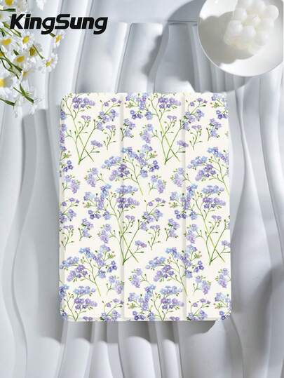 Kingsung 绿茎点缀淡紫色雏菊和小花，花卉图案平板电脑保护套，兼容 iPad 9.7/10.2/10.5/10.9/12.9/Pro 11（第十代），兼容三星 Galaxy Tab S6 Lite 10.4 英寸，兼容 Kindle Paperwhite（第十二代，2024 年款），Kindle（第十一代，2022 年款），Kobo Clara Color，柔软防摔，智能支架/自动唤醒/睡眠功能