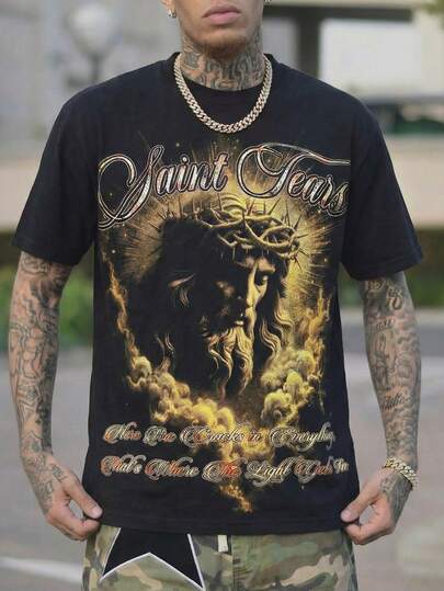 Men's Casual Versatile Minimalist Printed Short Sleeve T-Shirt