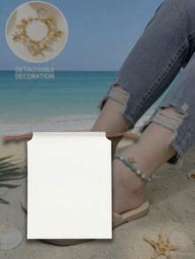 Women's Sandal Charm, Seashell Vacation Flip-Flop Chain, Pearl And Seashell Chain, Cute Summer Starfish Vacation, Ocean-Themed Beach Summer Charm Jewelry, Adjustable Natural Conch, Pearl, And Seashell Shoe Chain, Summer Vacation - Multicolor - View 9