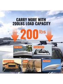 Universal Roof Rack Cross Bars 54 Aluminum Roof Rack Crossbars Fit Existing Raised Side Rail With Gap 200 Lbs Load Capacity Adjustable Crossbars With Locks For SUVs Sedans And - Silver - View 4