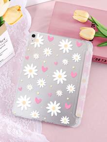 1个心形雏菊双面彩绘透明亚克力三折平板电脑保护套，适用于iPad Mini 6/Mini 7/Air 1/Air 2/9.7/10.2/10.5/Air 4/Air 5/10.9/Pro 11/第十代/Air 11英寸(M2)-2024/Pro 11英寸(M4)-2024/iPad Air 11英寸(M3) 2025/iPad (A16) 11英寸第十一代 2025，不含触控笔，部分型号带有镜头框，iPad平板电脑翻盖保护套 - 彩色 - 查看 4