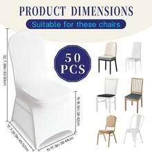 BIGTONE 30/50/100 Pack Of Elastic Spandex Chair Covers, Machine Washable At Low Temperature, Reusable, Suitable For Wedding Banquets, Catering Services, Holiday Gatherings And Events, Etc., General Catering Decorations, Elastic Chair Covers, Excellent Quality. - trắng - Xem 12
