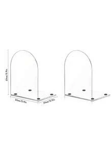 1/2/4-Pack Modern Transparent/Black/White Acrylic L-Shaped Bookends 13cm/18cm, Heavy Duty Bookshelf, Suitable For Bookshelf Organization, Teacher/School Gifts, Office Decoration, Back-To-School Supplies - Transparent - View 5