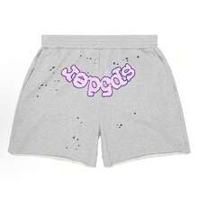 Sp5der Waist Elastic Casual Workout Athletic Gym Summer Y2k Shorts - 淺灰色 - 查看 7