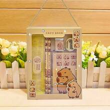 Juego de papelería infantil (incluye estuche): 5 piezas de papelería con dibujos animados (lápiz, borrador, sacapuntas, regla y cuaderno) | Ideal para la vuelta al cole, regalos y tareas escolares. - Camel - Ver 7