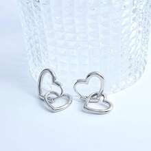 Khuyên tai bạc 925 hình trái tim tối giản, không gây dị ứng, thích hợp để đeo hàng ngày, quà tặng sinh nhật. - Bạc - Xem 4