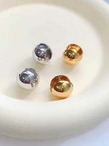 1 Pair Oval Clip-On Earrings, Low Allergy Hiphop Exaggerated Design, Suitable For Daily, Vacation, All Seasons, Gift - Gold - View 5