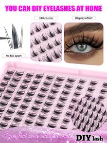 240片装假睫毛册，D型卷翘，数量充足，品质最优，价格最低，新款DIY假睫毛，蓬松柔软，3D水貂毛假睫毛，假睫毛，化妆，嫁接假睫毛，短款假睫毛，DIY假睫毛，浅色假睫毛，在家DIY嫁接假睫毛 - 黑色 - 查看 6