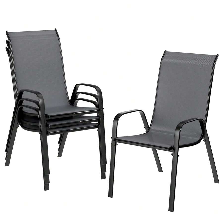 Set di 4 sedie pieghevoli, sedie da balcone, sedie da giardino in alluminio, sedie da campeggio in alluminio, nere