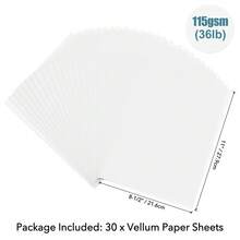 93gsm/115gsm/135gsm Hojas de Papel Vellum Suave Esmerilado 8.5x11 pulgadas Resistente al Calor Translúcido para Manualidades y Calco - TT797 - Ver 7