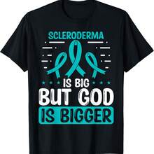 Camiseta con lazo para la esclerodermia "Dios es más grande" - Negro-3 - Ver 1
