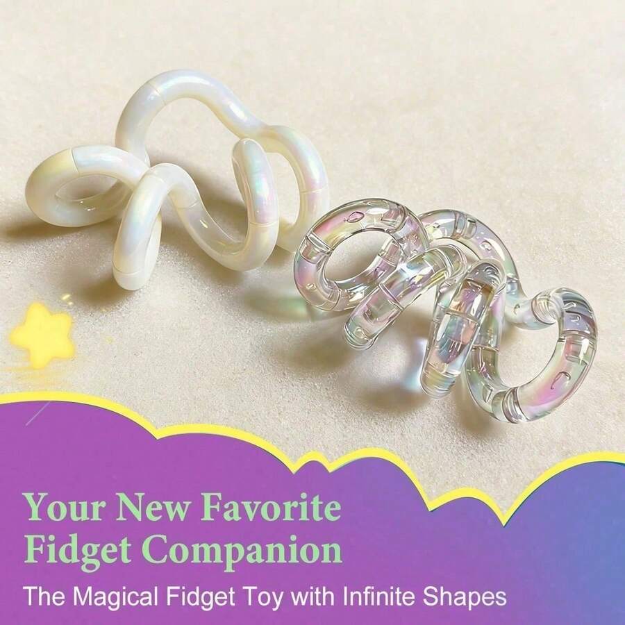 Quiet Twisty Fidget Toys – Squeeze,Multiple Shapes, Twist Freely, Smooth Fun Hand Exercise,Plated Fidget Toy To Reduce Stress,The Magical Fidget Toy With Infinite Shapes - Pha lê trong suốt nhiều màu sắc (Có hộp) - Xem 1