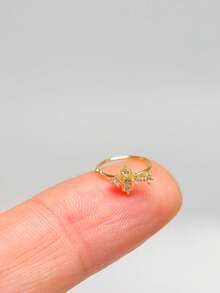 1件装十字鼻环 925纯银鼻环 女士鼻环穿孔饰品 - 金色 - 查看 2