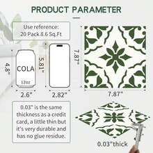 MORCART 20cm X 20cm Peel Off Adhesive Tiles, 20 Pieces Of Self-Adhesive DIY Vinyl Flooring, Suitable For Removable Waterproof Tile Stickers In Bedrooms, Living Rooms, Bathrooms, Kitchens, And Stairs (Green Retro) - 綠色 - 查看 13