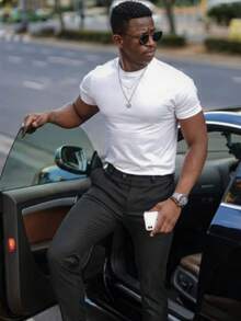 Men's Casual Slim Fit T-Shirt, Basic Dressy Style, Premium Spring/Summer - 白色 - 查看 4