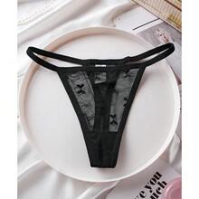 Set Of 5 Women's T-Back Lace Hollow Out G-String Thongs Sexy Low Waist Panties Intimate Underwear Ladies Lingerie - Bộ 5 cái - Xem 3