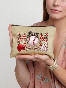 Bộ túi tote vải canvas Baseball Mom Life, ví đựng tiền xu, thư từ, túi có khóa kéo, bộ quà tặng cá nhân hóa, túi tote đa năng ngộ nghĩnh hình hoạt hình, túi tote vải lanh màu vàng đen với khóa đen, túi mua sắm, túi đựng mỹ phẩm, túi đựng đồ, dung tích lớn. - Nhiều màu - Xem 2