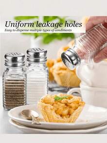 1 set de salière et poivrière en verre, bocaux en verre transparent avec couvercles en acier inoxydable - boîtes de rangement d'épices, boîtes à thé/café/sucre, accessoires de cuisine, pots à sel et poivre de style rustique, décoration de cuisine mignonne, convient pour Noël, Halloween, Pâques, Thanksgiving - Multicolore - Voir 4