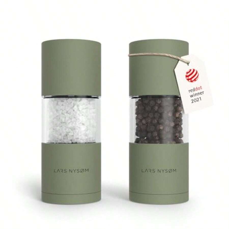 Salt And Pepper Grinder Set Manual Salt And Pepper Mills With Adjustable Ceramic Grinder Design Spice Shaker Set Sage Green - SageGreen - View 1