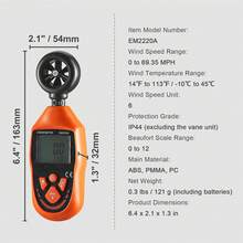 Handheld Anemometer, 14℉-113℉, Digital Wind Speed Meter Gauge With LED Backlight Screen, Measures Wind Velocity Wind Temperature Air Flow Wind Chill, For Sailing Surfing Drone Flying HVAC - Orange - View 7