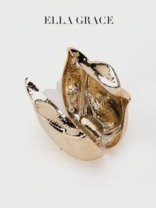 ELLA GRACE- Gold Metallic Tulip Flower Shaped Clutch Bag Hammered Texture Chain Evening Mini Purse Elegant Party Wedding Novelty Shoulder Bag Handbag - 金色 - 查看 2