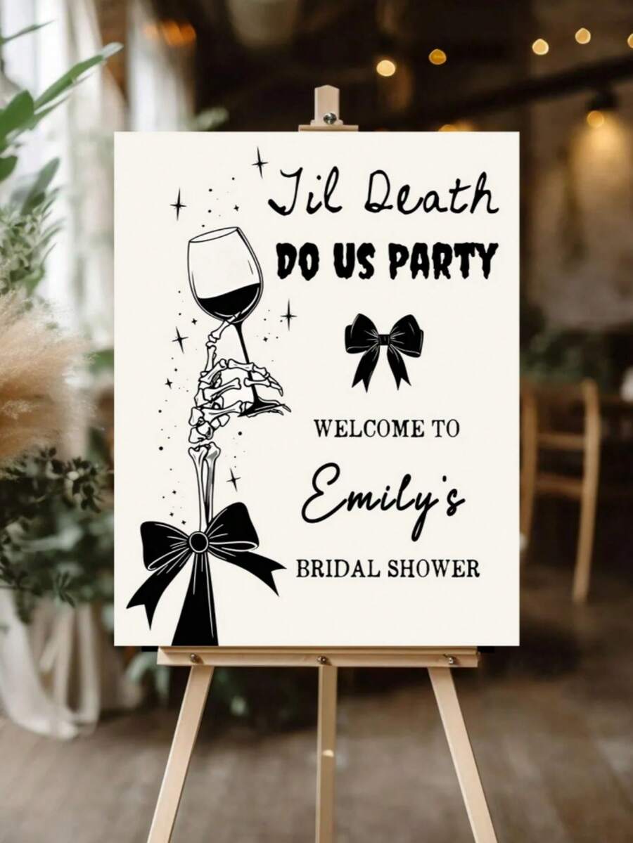 Customized Welcome Sign, Wedding Party Photo Booth Prop With "Bride Or Die" Gothic Themed Decor And Photography Accessory, Suitable For Weddings And Baby Showers, Personalized Gift
