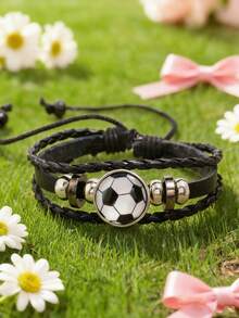 Set de 2 piezas con reloj digital LED con diseño de fútbol y pulsera a juego para adolescentes, que muestra la fecha y la hora, adecuado como regalo de cumpleaños o para volver al colegio - Multicolor - Ver 4