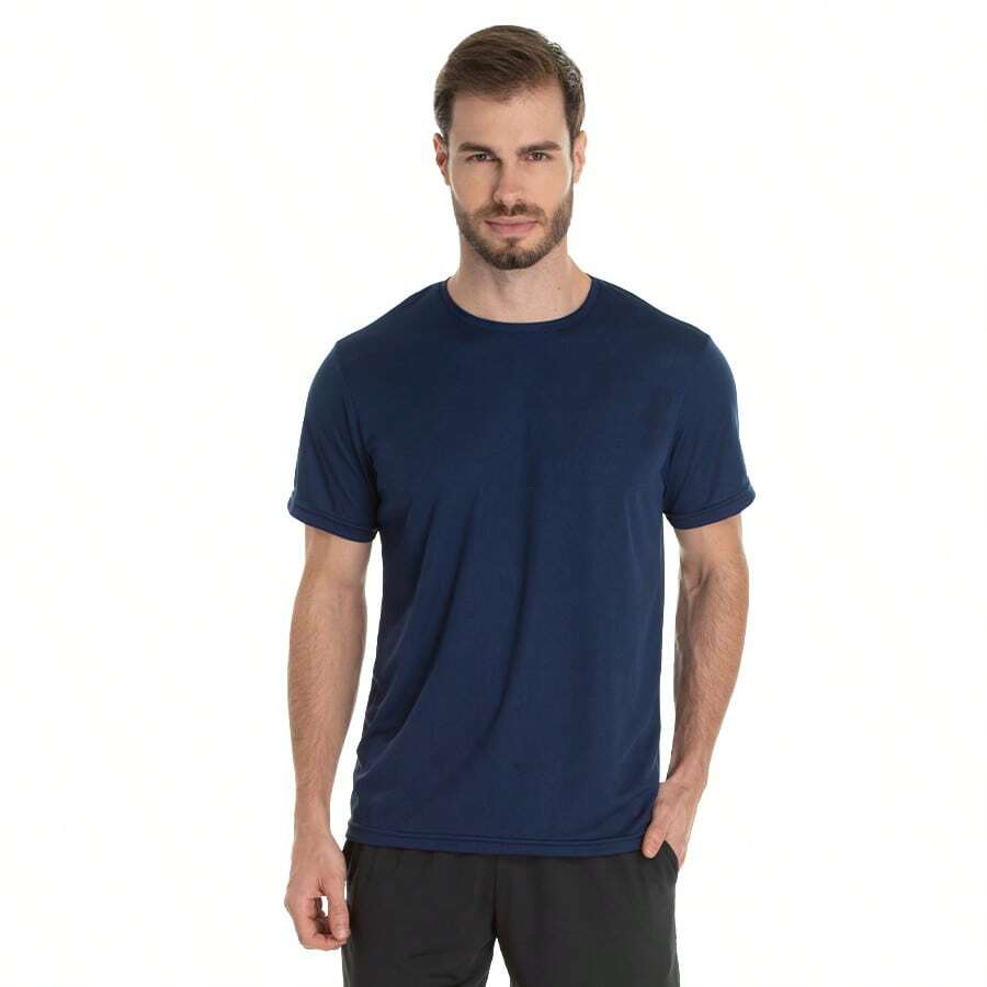 Men's Dry Fit Sports T-Shirt With UV Protection - Mirante Store - Màu xanh hải quân - Xem 1