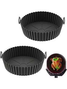 1pc Air Fryer Silicone Baking Mat, Round Baking Tray, Household Air Fryer Silicone Pad - Multicolor - View 1