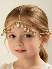 1 pieza Tocado nupcial de lujo, accesorio de cabello de estilo bohemio de moda para boda, tocado dorado, joyería para estudiantes y niñas - Dorado - Ver 2