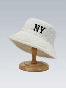 1顶秋冬女士帽子，泰迪绒渔夫帽，时尚韩版，百搭保暖，流行款帽子 - 泰迪絨漁夫NY - 查看 9