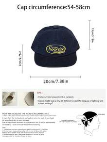 1顶软冠字母刺绣棒球帽，复古街头风平沿可调节帽，女士款，小号头围，秋冬新款 - 彩色 - 查看 3