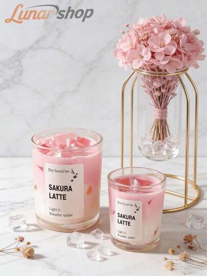 Coffee Cup Jelly Wax Candle (Sakura/Matcha Latte) Long-Lasting 12-30 Hours Plant-Based Scent, (Living Room/Bedroom Relaxation) Candle Stick Holder Fit | Home & Living Decor, Room Decor, Suitable For Valentines/Mother's Day/Carnival/Easter/Party Gifts, Wedding Accessories/Tabletop Centerpiece, Spring/Summer Rose Scented Candles, Camping Equipment, Garden, Coffee Lovers' Exclusive Gift, Men/Women Gift Ideas, 1/2pcs