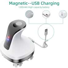 Electric Scalp Massager, Portable Cordless Head Scratcher Massager With 4 Removable Massage Claws, 3 Adjustable Modes, Vibration Stimulating Head For Deep Relaxation, For Home, Office, Travel,Cat Dog Massager - White - View 3