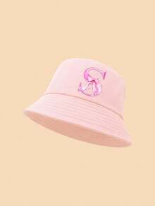 1顶蝴蝶结字母印花儿童渔夫帽，时尚百搭，适合女孩返校、日常佩戴、防晒、节日礼物 - 粉色 - 查看 8