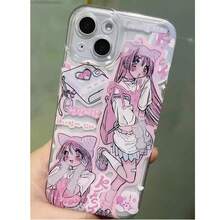 Comic Kawaii Pink Anime Girl Phone Case For Samsung Galaxy S24 S23 S22 S21 S20 S10 Note20 FE Ultra Plus 4G 5G Stylish Cute Clear - QN-247QN24116401 - 查看 5