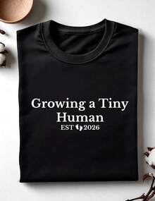 1 PC Growing A Tiny Human, Dad Mode Loading,  Pregnancy Announcement Shirt, New Dad & Mom T-Shirt, Gift For Mom To Be, Future Mommy & Daddy, Funny New Parents Outfit, Pregnancy Reveal Tee OC-417 - 媽媽 - 查看 2