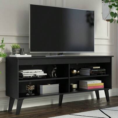 Mueble Mesa Para Tv Rack Madesa 4 Espacios Hasta 55 Negro 02