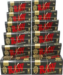 RAW Classic Black King Size Slim Natural Unrefined Ultra Thin 110mm Rolling Papers (12 Packs) - trắng - Xem 1