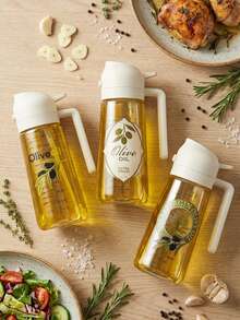 1pc 2-In-1 Creative Patterned Plastic Olive Oil Sprayer With White Cap, Transparent Cooking Oil Dispenser, Kitchen Oil Sprayer Bottle - Multicolor - View 3