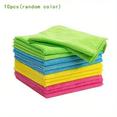 10pcs Multi-Purpose Microfiber Cleaning Cloths, Reusable Dish Towels,  Wash Towels, Fishing Towels, And Hand Towels - Absorbent, Durable, Quick-Drying, Suitable For Kitchen, Yard, And Commercial Cleaning, Washable, Christmas Gift