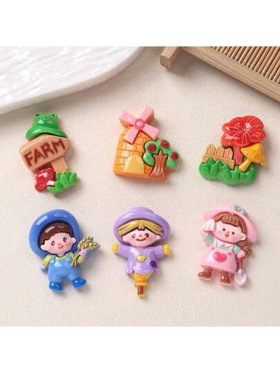 3/6pcs Cartoon Pastoral Style Refrigerator Magnets, Cute Fridge Stickers, Personalized Fridge Magnets, Suitable For Kitchen, Office, Whiteboard, Storage Cabinet, Dishwasher, Kitchen Decor, Home Decor, Holiday Gifts For Friends, Party Favors