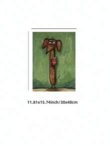 1pc Frameless Canvas Dachshund Art Print - Minimalist Oil Painting Style For Living Room,Perfect Gift For Dog Owners, Living Room, Bedroom, Kitchen Bedroom, Office Decor, Wall Art Gift & Best Gift Choice - Dachshund - View 10