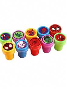 Marvel 10Pcs/Set Spider-Mans Seal Cartoon Set Signet Cartoon Figure Spidergwen Stamp Adolescent Learn Supplies Stationery Anime Bonus - Multicolor - View 5